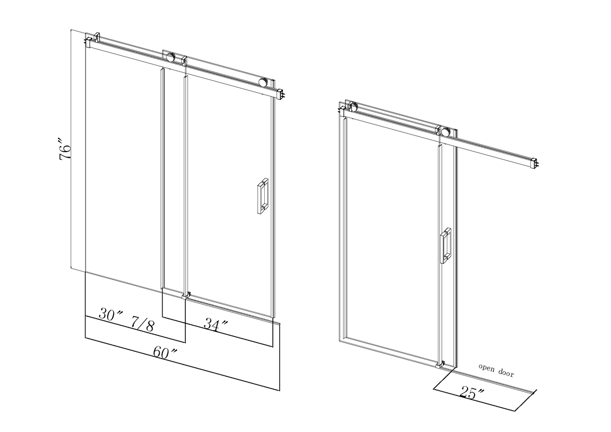 Elan 56 to 60 in. W x 76 in. H Sliding Frameless Soft-Close Shower Door with Premium 3/8 Inch (10mm) Thick Tampered Glass in Matte Black 22D01-60MB