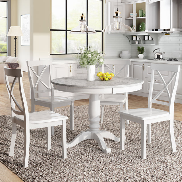 Orisfur. 5 Pieces Dining Table and Chairs Set for 4 Persons, Kitchen Room Solid Wood Table with 4 Chairs - Home Elegance USA