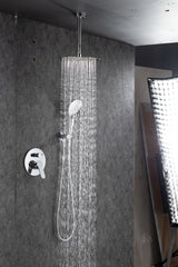 Black Shower System, Ceiling Rainfall Shower Faucet Sets Complete of High Pressure, Rain Shower Head with Handheld, Bathroom 10\\\'\\\' Shower Combo with Rough-in Valve Included