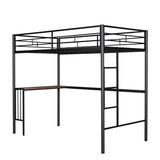 Twin Over Full Metal Bunk Bed with Desk, Ladder and Quality Slats for Bedroom, Metallic Black（OLD SKU :LP000092AAB） - Home Elegance USA