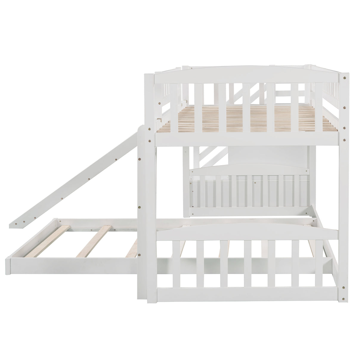 Stairway Twin over Twin Bunk Bed with Two Drawers and Slide, White(OLD SKU :LP000156AAK) - Home Elegance USA