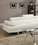 White Color Sectional Living Room Furniture Faux Leather Adjustable Headrest Right Facing Chaise & Left Facing Sofa - Home Elegance USA