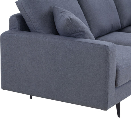 Modern Grey Three-Seat Sofa with Thick Sponge and Two Pillows, 87.40inch Home Elegance USA