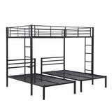 Full over Twin&Twin Size Bunk Bed with Built-in Shelf, Black - Home Elegance USA
