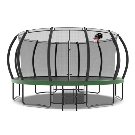 16FT Trampoline Green with Basketball Hoop - Recreational Trampolines with Ladder ,Shoe Bag and Galvanized Anti-Rust Coating