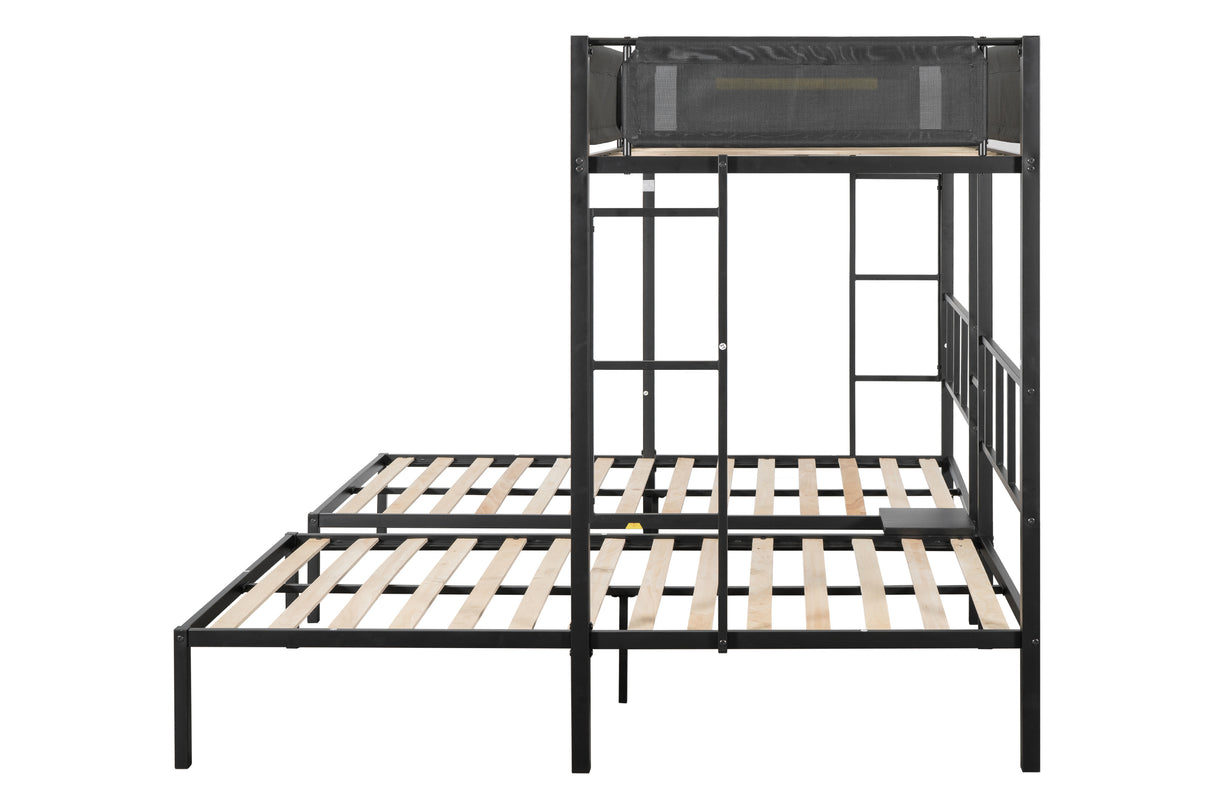 Triple twin bunk bed (Wood Slat and Textilene Guardrail) - Home Elegance USA