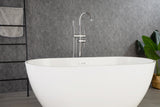 Floor Mount Bathtub Faucet Freestanding Tub Filler Matte Black Standing High Flow Shower Faucets with Handheld Shower Mixer Taps Swivel Spout