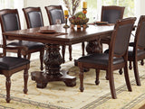 Majestic Royal Dining Room Table w Leaf 2x Arm Chairs And 6x Side Chairs Brown 9pc Set Rubberwood Dining Table Double Pedestal Base Rectangle Table - Home Elegance USA