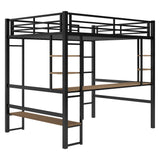 Full Size Loft Metal&MDF Bed with Long Desk and Shelves,Black(OLD SKU:SM000608AAB-1) - Home Elegance USA