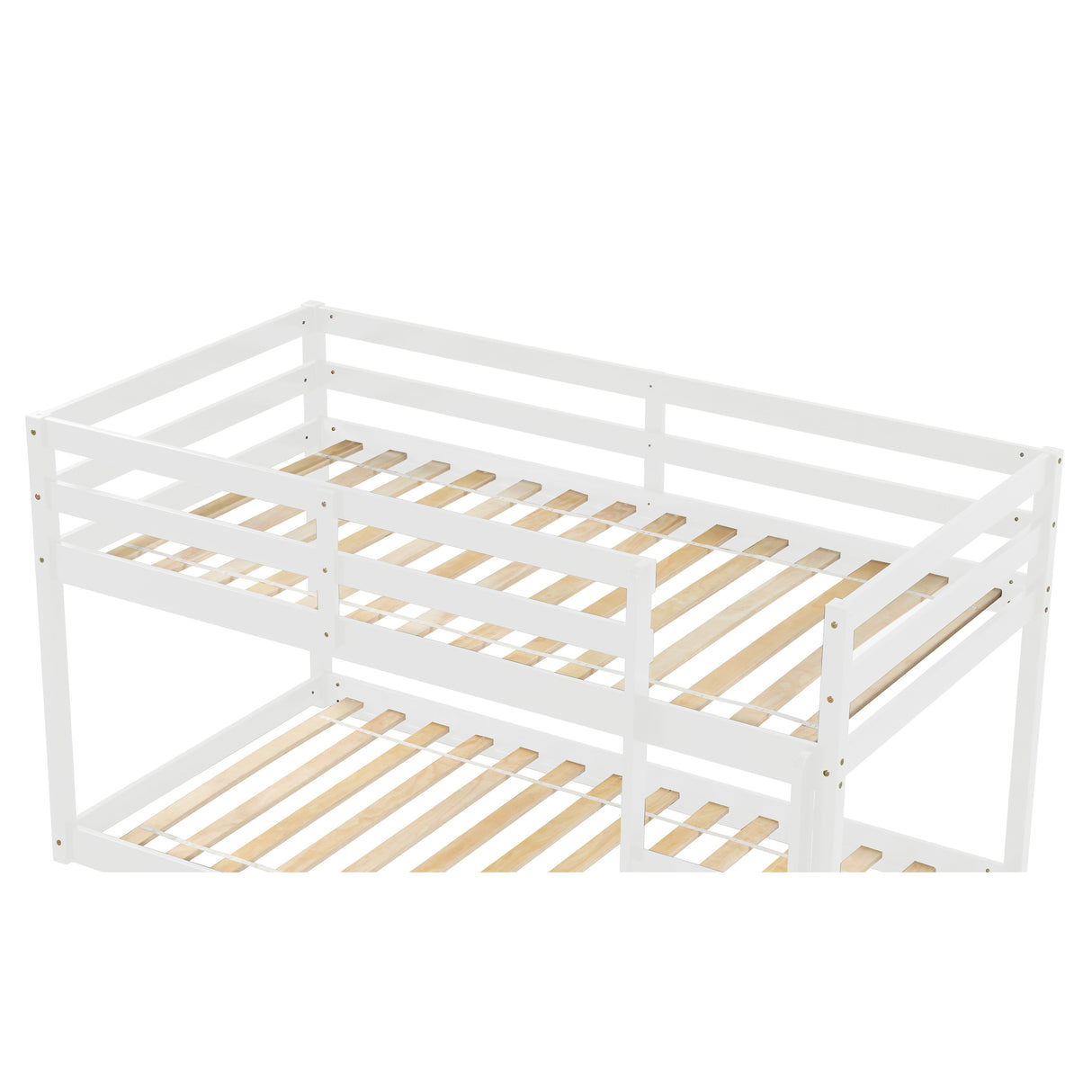 Twin over Twin Floor Bunk Bed, White(Old Sku:W50430320) - Home Elegance USA