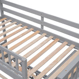 Wooden Twin Over Full Bunk Bed With Six Drawers And Flexible Shelves,Bottom Bed With Wheels,Gray(OLD SKU:LP000531AAE) - Home Elegance USA