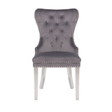 Simba Stainless Steel 2 Piece Chair Finish with Velvet Fabric in Dark Gray - Home Elegance USA