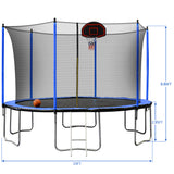 15FT Trampoline with Basketball Hoop Inflator and Ladder(Inner Safety Enclosure) Blue - W550S00009 - image - 4