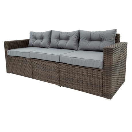 6 Piece Patio Rattan Wicker Outdoor Furniture Conversation Sofa Set with Removeable Cushions and Temper glass TableTop - Outdoor Seating Sets - W329S00061 - image - 12