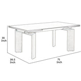 Tempered Glass Top Extendable Dining Table with Double Pedestal Base, Gray - Home Elegance USA