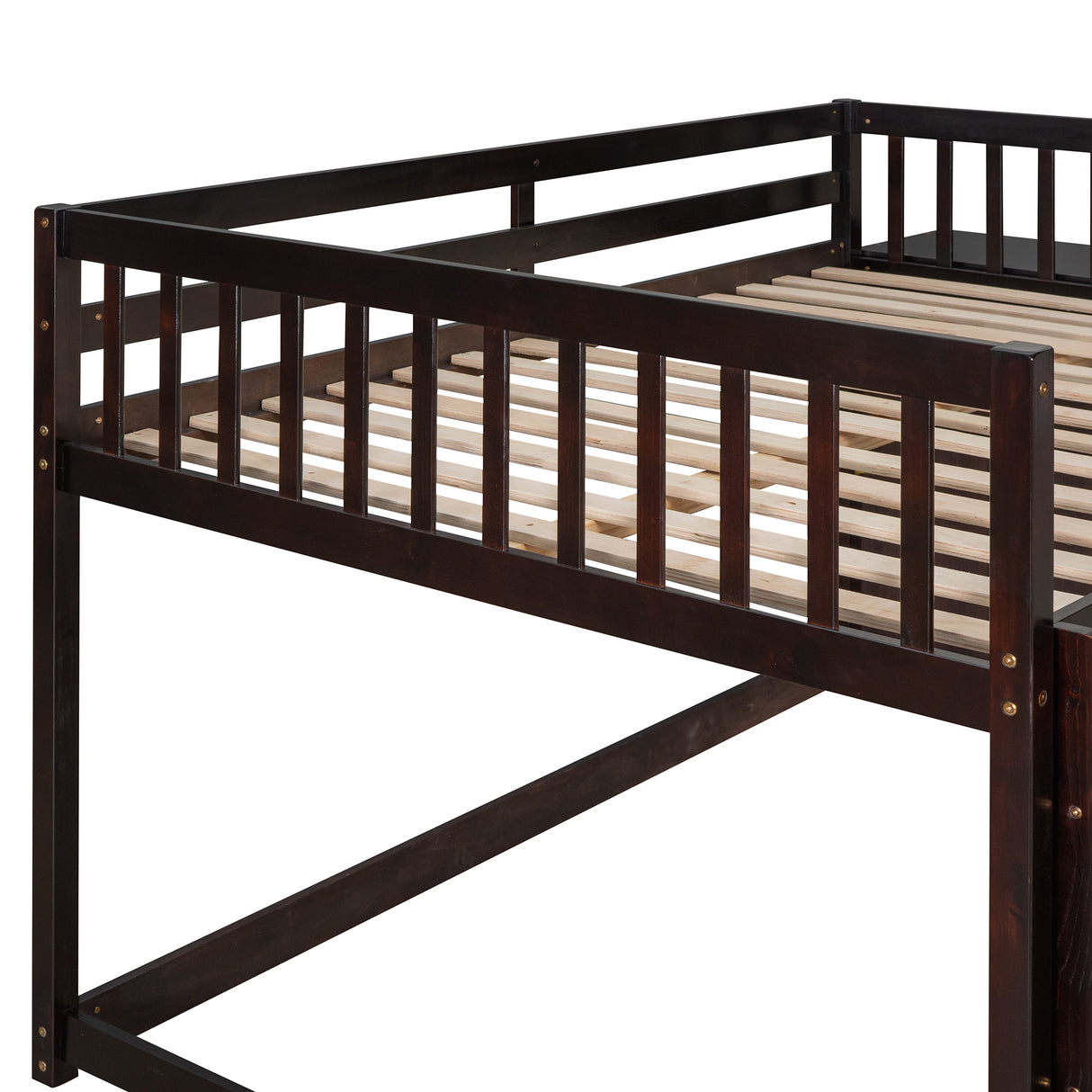 Full over Full Bunk Bed with 4 Drawers and 3 Shelves-Espresso - Home Elegance USA