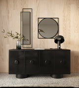 Vig Furniture Modrest Calexico - Contemporary Black Wave Glass + Black Buffet