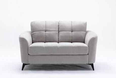 Callie Light Gray Velvet Fabric Sofa Loveseat Chair Living Room Set