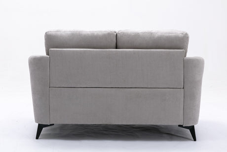 Callie Light Gray Velvet Fabric Sofa Loveseat Chair Living Room Set