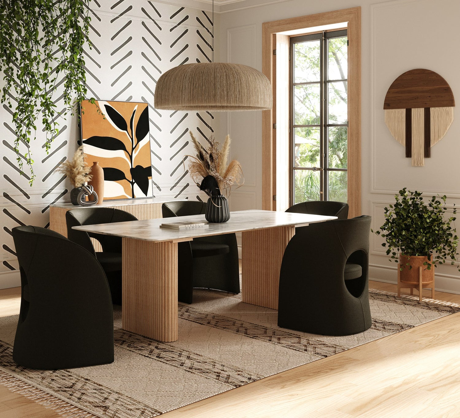 Vig Furniture Modrest - Cambridge White Marble & Mango Rectangular Dining Table