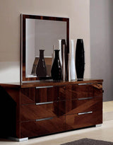 Esf Furniture - Capri Dresser With Mirror Set In High Gloss Walnut - Capridresser-M