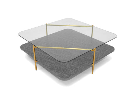 Vig Furniture Modrest Cari - Glam Gold + Glass Coffee Table