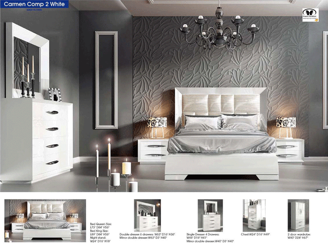 Carmen 6 Drawer Chest In White - Carmenchestwhite | ESF | Home Elegance USA