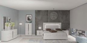 Carrara 5 Piece Queen Bedroom Set W-Light In White - Carrara-Qs-5Set | ESF