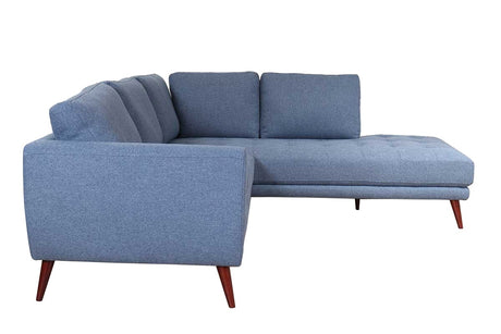 Casey RAF Sectional Sofa Denim Blue Upholstered 95" x 88" - Contemporary Style