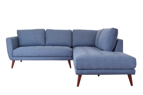 Casey RAF Sectional Sofa Denim Blue Upholstered 95" x 88" - Contemporary Style