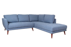 Casey RAF Sectional Sofa Denim Blue Upholstered 95" x 88" - Contemporary Style