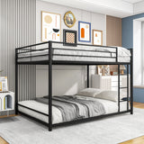 Metal Bunk Bed Full-Over-Full, Low Bunk Bed with Metal Frame and Ladder, No Box Spring Needed Black - Home Elegance USA