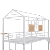 Twin Over Twin Metal Bunk Bed ,Metal Housebed With Slide,Three Colors Available.(White with White  Slide)(OLD SKU :LP000095AAK) - Home Elegance USA