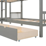 Twin L-Shaped Bunk bed with Drawers-Gray(OLD SKU :LP000038AAE) - Home Elegance USA