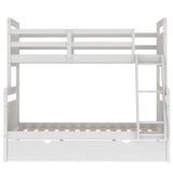 Twin over Full Bunk Bed with Ladder, Two Storage Drawers, Safety Guardrail, White - Home Elegance USA