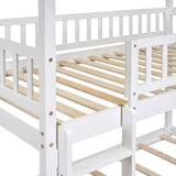 Twin Over Twin Bunk Bed with Drawers and Slide, House Bed with Slide,White(OLD SKU :LT000215AAK) - Home Elegance USA