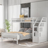 Twin over Full Loft Bed with Staircase,White(OLD SKU:SM000107AAK) - Home Elegance USA