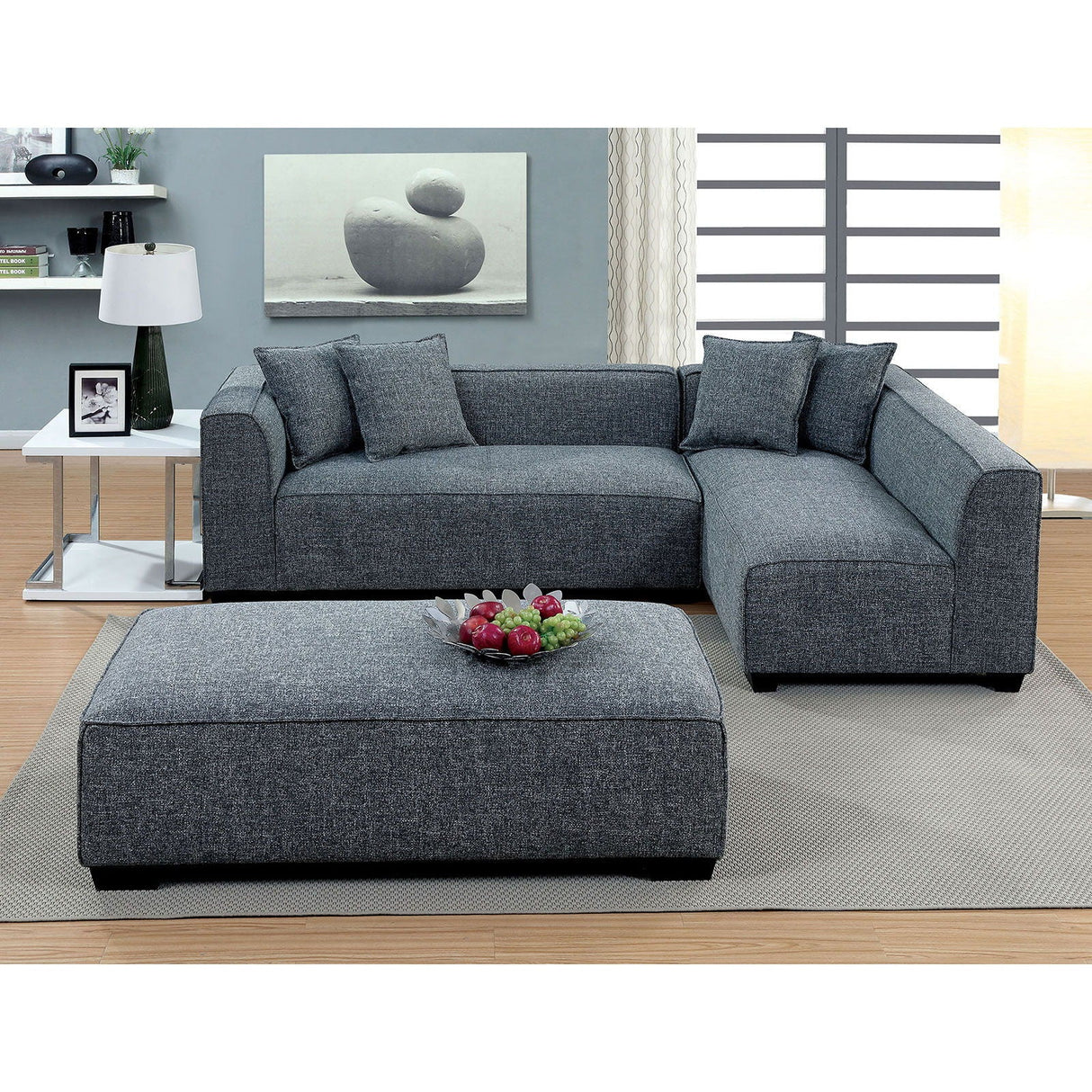 Jaylene - Sectional & Ottoman - Gray - Home Elegance USA