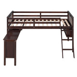 Twin Size Loft Bed With Removable Desk and Cabinet, Espresso - Home Elegance USA