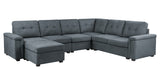 Isla Gray Woven Fabric 7-Seater Sectional Sofa with Ottoman - Home Elegance USA