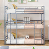 Twin-Twin-Twin Triple Bed with Built-in Ladder, Divided into Three Separate Beds,Gray(OLD SKU:LP000097AAE) - Home Elegance USA