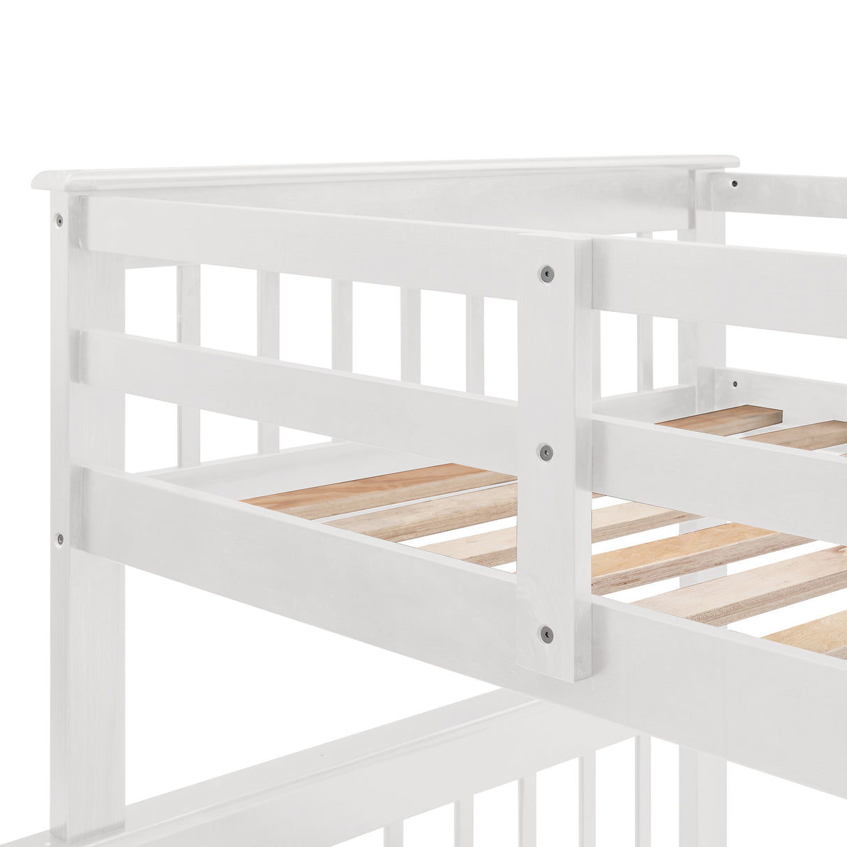 Stairway Twin-Over-Full Bunk Bed with Drawer, Storage and Guard Rail for Bedroom, Dorm, for Adults, White color(OLD SKU :LP000219AAK) Home Elegance USA