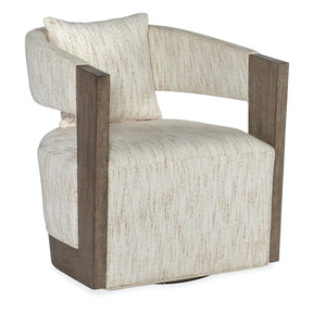 Calloway Peak Swivel Chair in Daphne Parchment Fabric & Mink Finish – Hooker Furniture