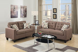 Living Room Furniture 2pc Sofa Set Light Coffee Polyfiber Tufted Sofa Loveseat w Pillows Cushion Couch Solid pine Home Elegance USA