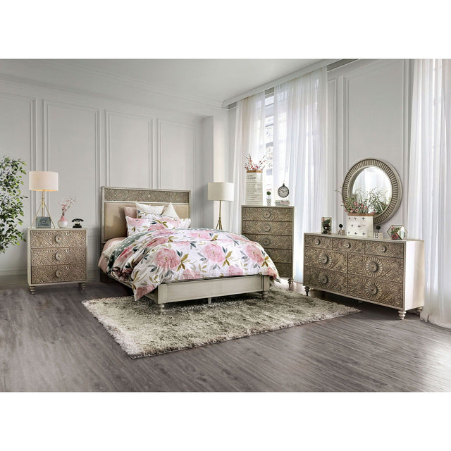 Jakarta - 5 Piece Queen Bedroom Set With Chest - Antique White / Beige - Home Elegance USA