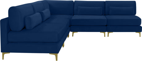 Julia - Modular Sectional 5 Piece - Navy - Fabric - Home Elegance USA