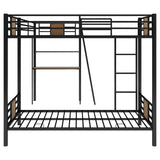 L-Shaped Twin over Twin Bunk Bed with Twin Size Loft Bed with Desk and Shelf ,Brown - Home Elegance USA