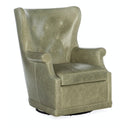 Mai Wing Swivel Club Chair | Leather Accent Chair in Bellaire Graige & Tranquil Sage | Hooker Furniture