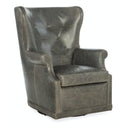 Mai Wing Swivel Club Chair | Leather Accent Chair in Bellaire Graige & Tranquil Sage | Hooker Furniture