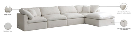 Plush - Cloud Modular Sectional 5 Piece - Cream - Fabric - Home Elegance USA